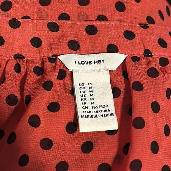 😊 I Love H81 Semi Sheer 1/2 Button Blouse - Picture 3 of 4
